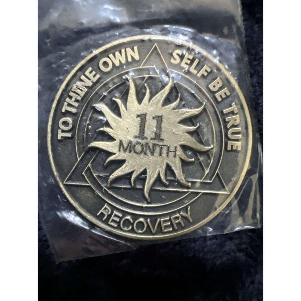 11 Month AA Bronze Sun Serenity Prayer Coin Chip Recovery Anniversary Token NA